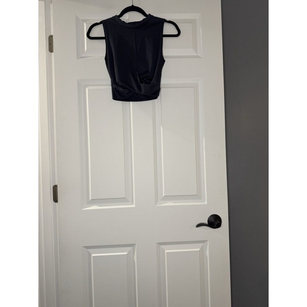 Nike Dri Fit High Neck Crop Twist Tank top Ribbed Navy XS